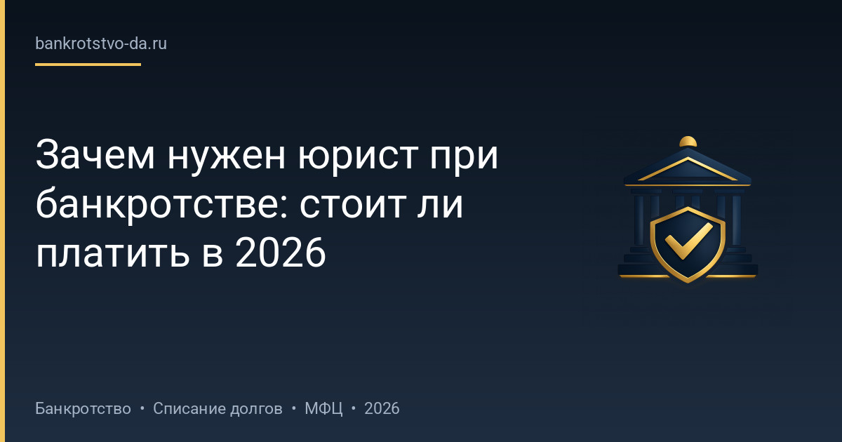 Зачем нужен юрист при банкротстве: стоит ли платить в 2026