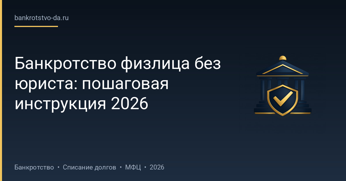 Банкротство физлица без юриста: пошаговая инструкция 2026