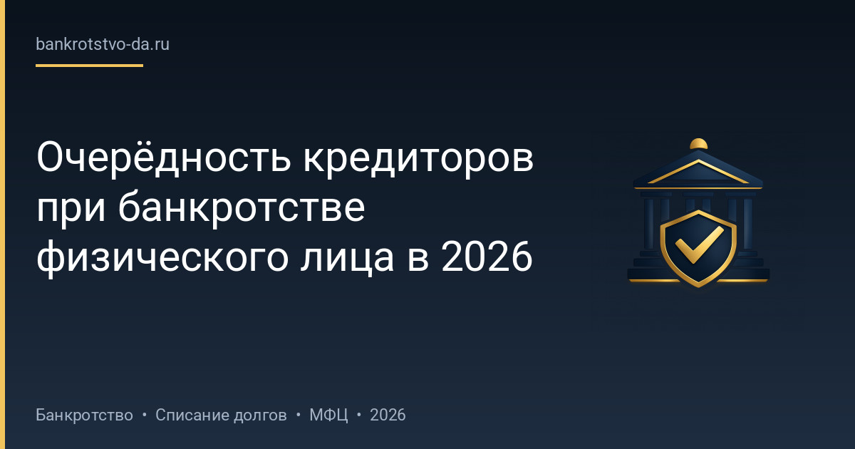 Очерёдность кредиторов при банкротстве физического лица в 2026