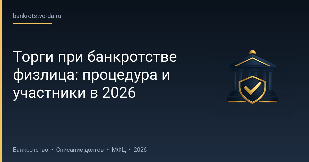 Торги при банкротстве физлица: процедура и участники в 2026
