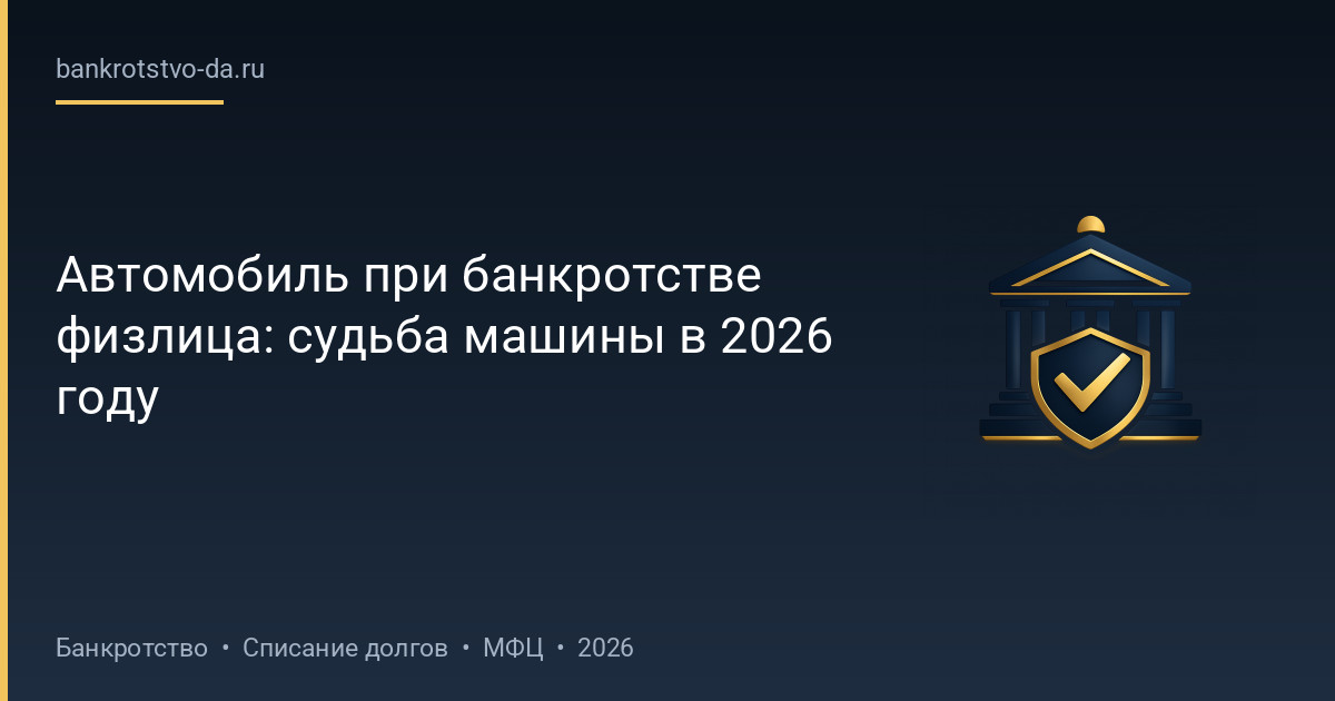 Автомобиль при банкротстве физлица: судьба машины в 2026 году