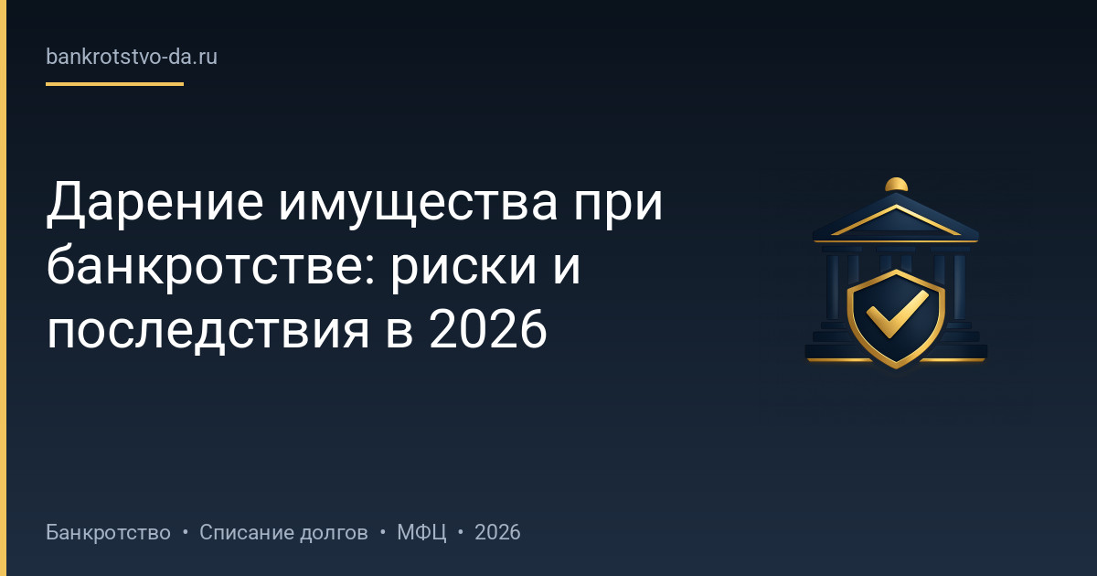 Дарение имущества при банкротстве: риски и последствия в 2026