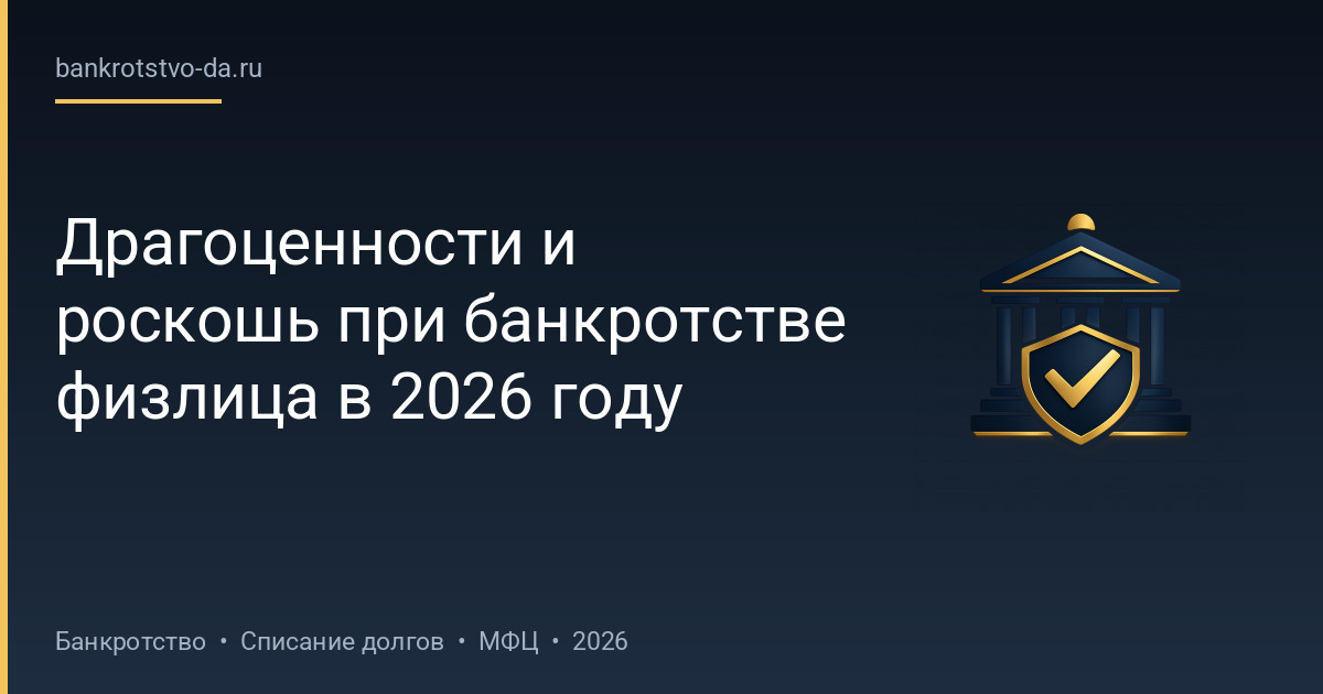 Драгоценности и роскошь при банкротстве физлица в 2026 году