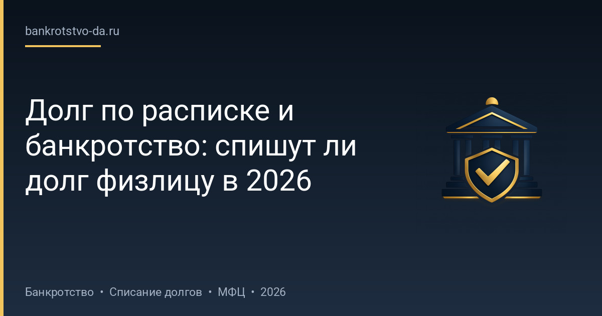 Долг по расписке и банкротство: спишут ли долг физлицу в 2026