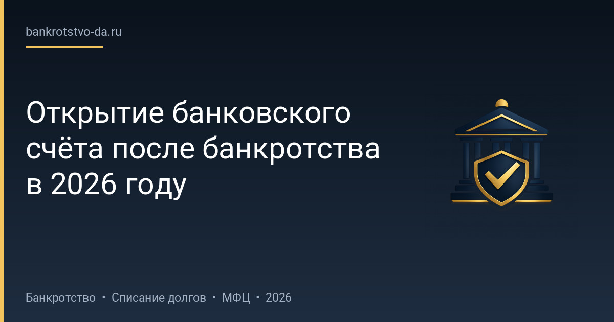 Открытие банковского счёта после банкротства в 2026 году