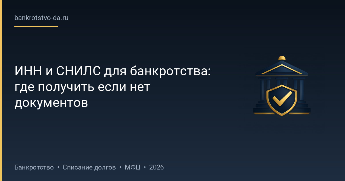 ИНН и СНИЛС для банкротства: где получить если нет документов