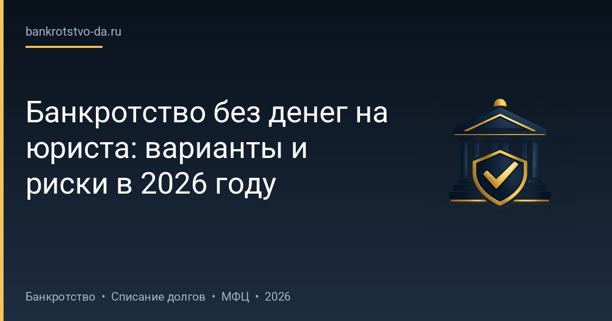 Банкротство без денег на юриста: варианты и риски в 2026 году