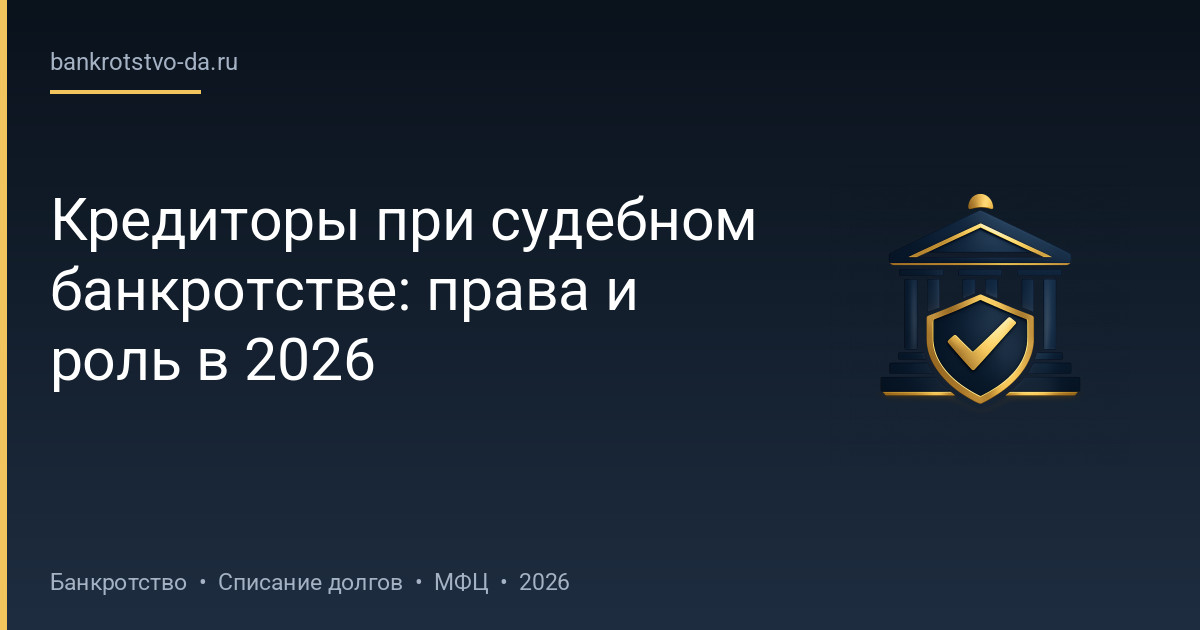 Кредиторы при судебном банкротстве: права и роль в 2026