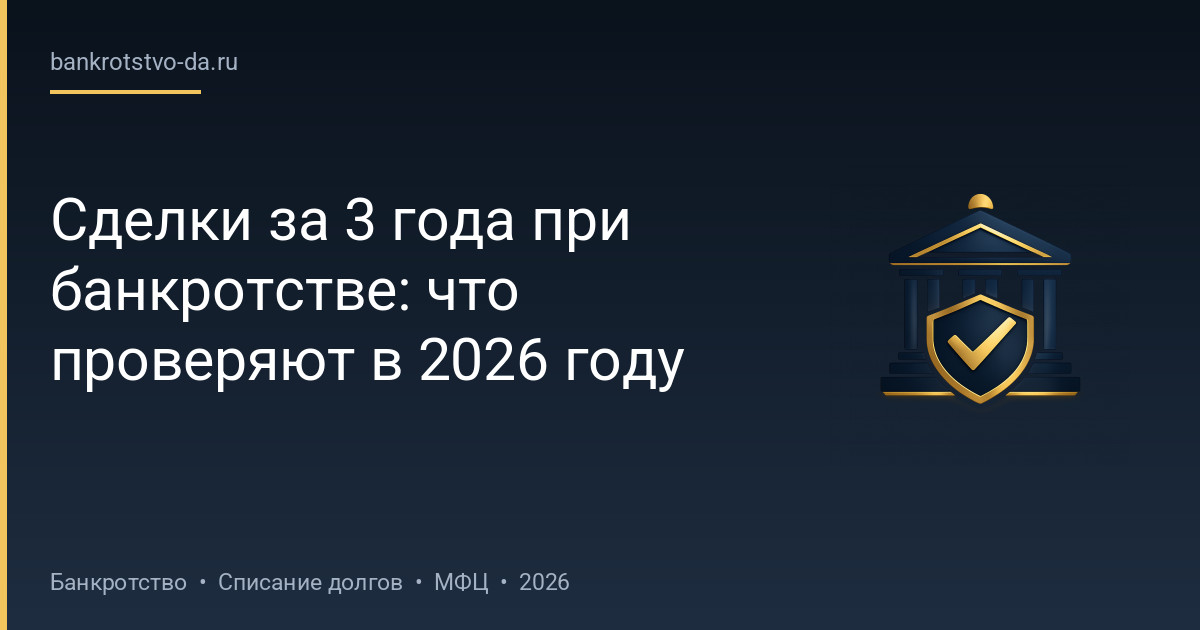 Сделки за 3 года при банкротстве: что проверяют в 2026 году