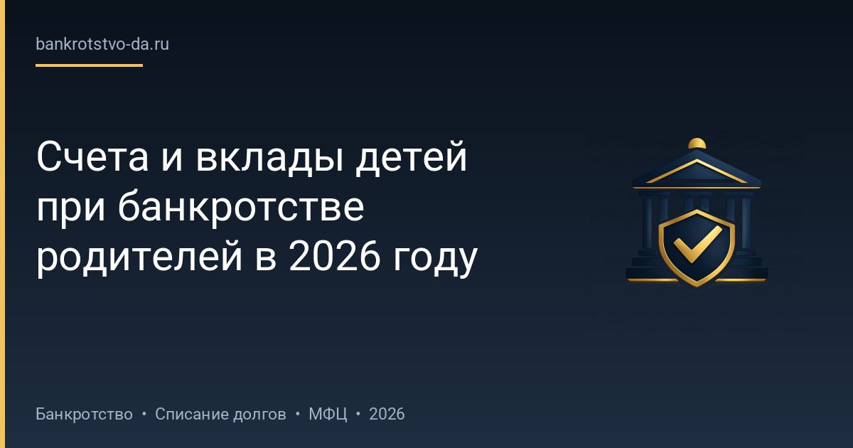 Счета и вклады детей при банкротстве родителей в 2026 году