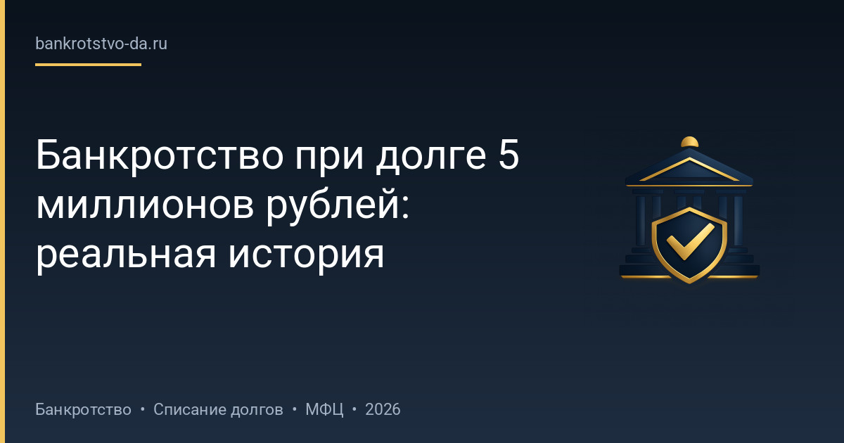 Банкротство при долге 5 миллионов рублей: реальная история