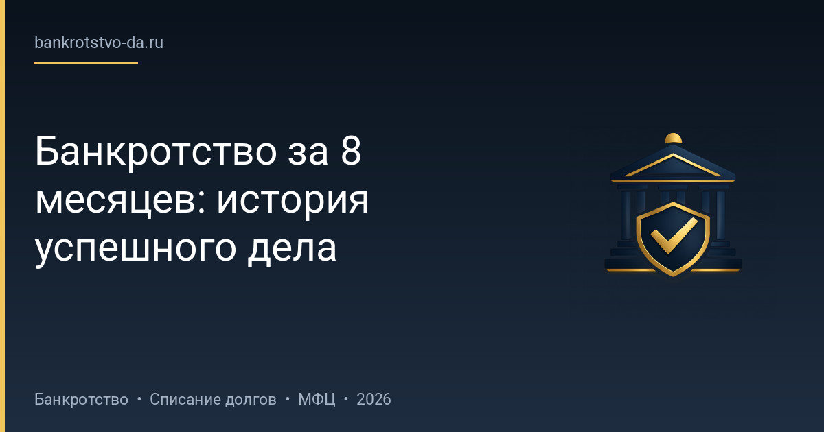 Банкротство за 8 месяцев: история успешного дела