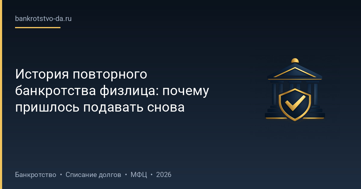 История повторного банкротства физлица: почему пришлось подавать снова