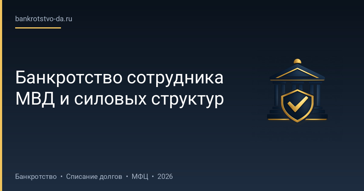 Банкротство сотрудника МВД и силовых структур