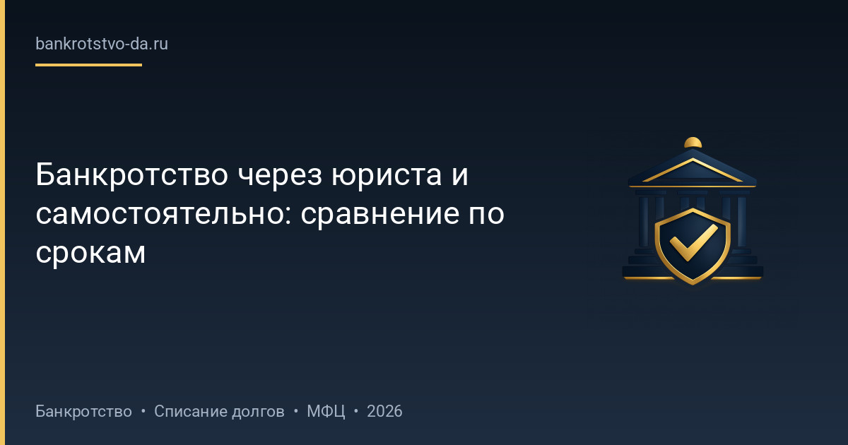 Банкротство через юриста и самостоятельно: сравнение по срокам