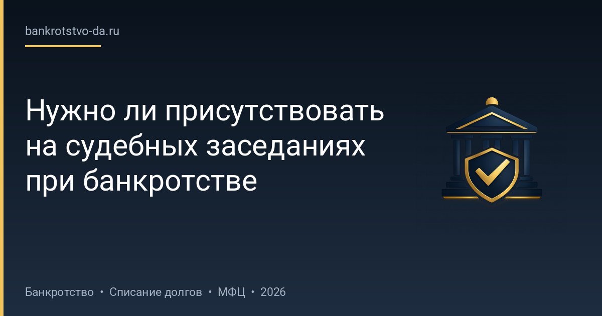Нужно ли присутствовать на судебных заседаниях при банкротстве