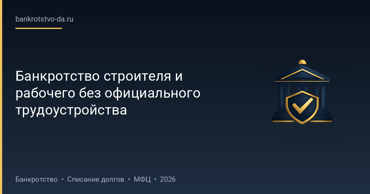 Банкротство строителя и рабочего без официального трудоустройства