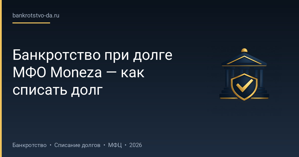 Банкротство при долге МФО Moneza — как списать долг