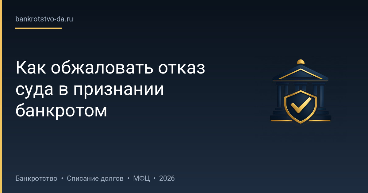 Как обжаловать отказ суда в признании банкротом