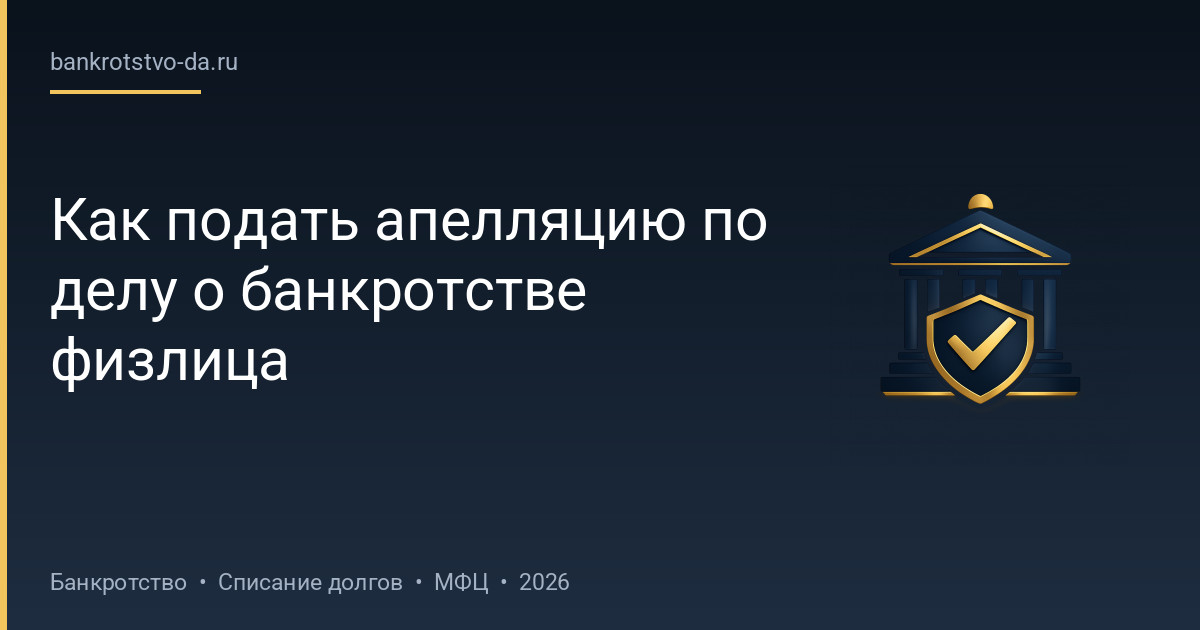Как подать апелляцию по делу о банкротстве физлица