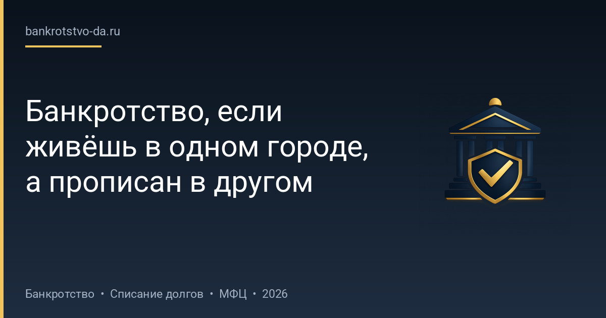 Банкротство, если живёшь в одном городе, а прописан в другом